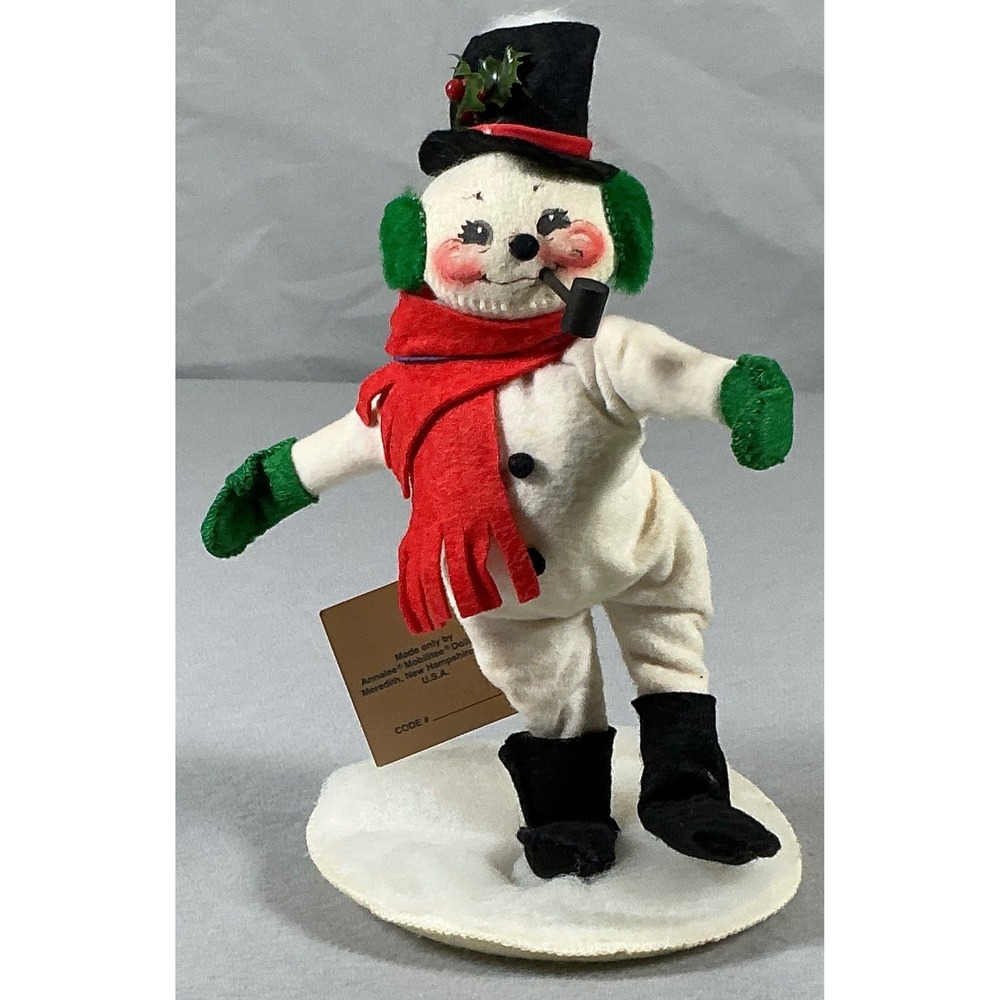 Annalee Snowman Doll 1991 Christmas‎ Mobilitee Felt Pipe Top Hat Vintage 7505